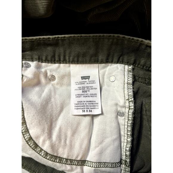 Levi's Men's 505 Corduroy Pants 38x34 Straight Fit Green - Picture 5 of 9